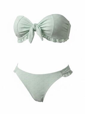 Light Mint Eyelet Tie-Front Bikini Set